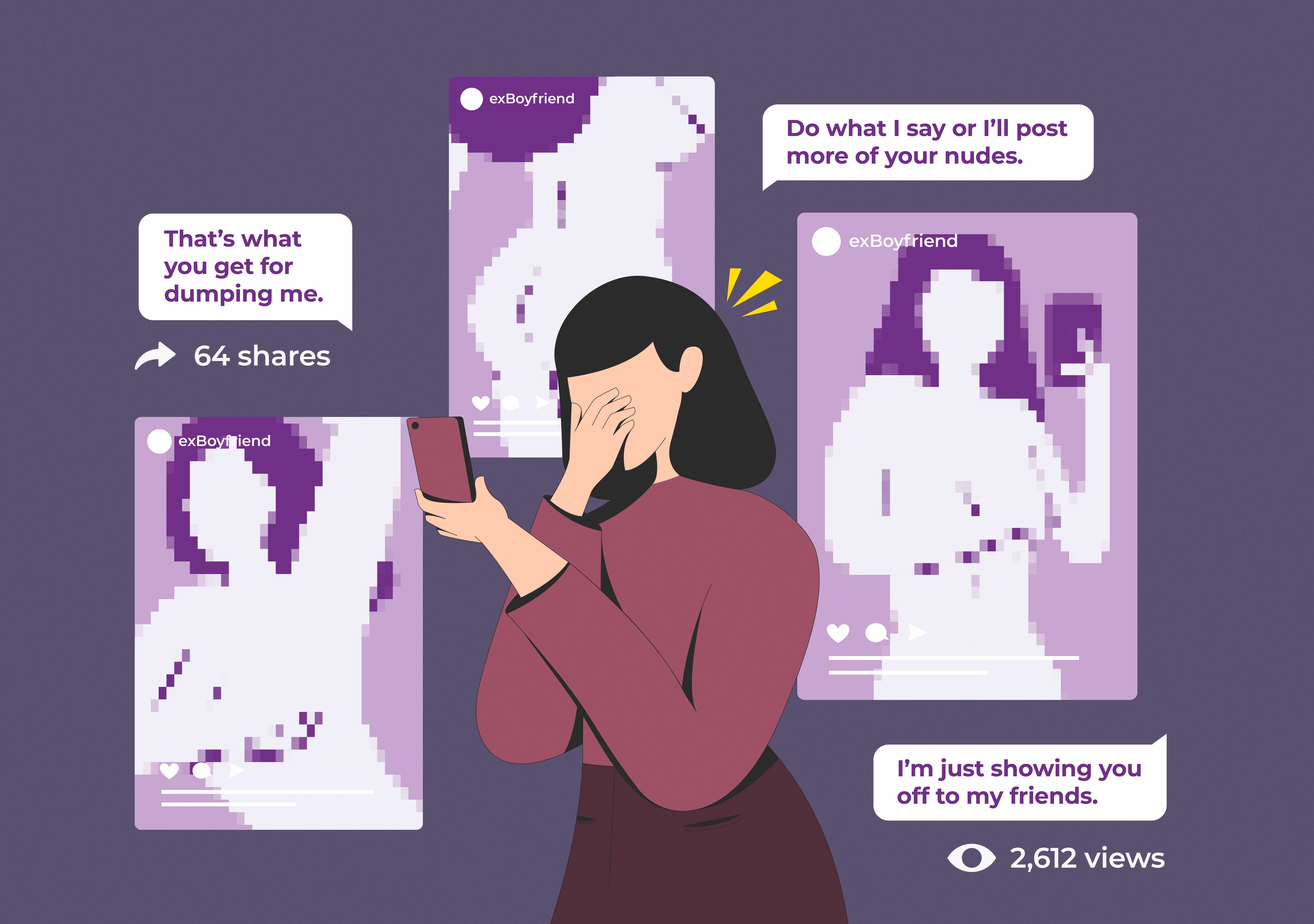 A distressed victim of intimate image abuse